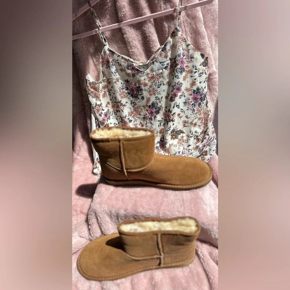 ✨ Floral Satin Cami – Pink & Purple Blossoms – Size L | Closet Blowout ✨ - Picture 5 of 5